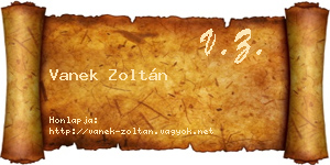Vanek Zoltán névjegykártya